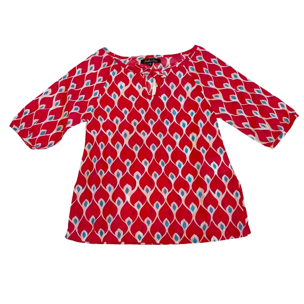NEW Stella Cove Girls Red Blue Geometric Cotton Swim Cover Up Dress Size 2Y